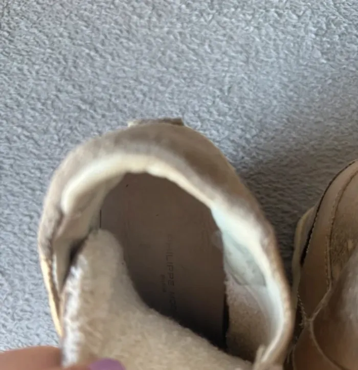 Superbes baskets compensées Philippe Model en cuir doré et suédé beige - taille 38 - photo numéro 5