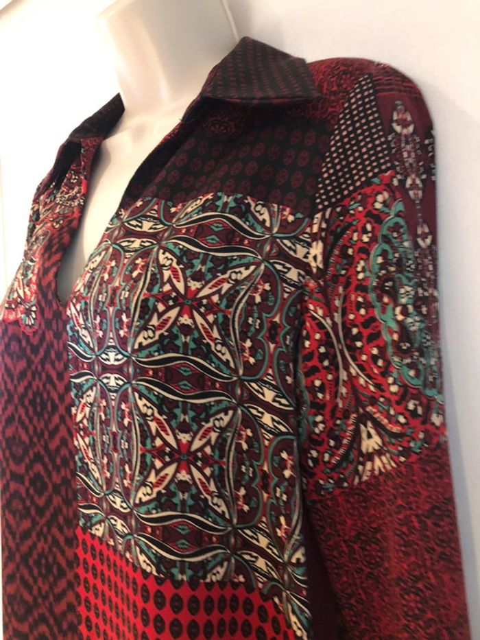 Robe Zara Rouge bordeaux vert taille M Aspect satiné - photo numéro 12