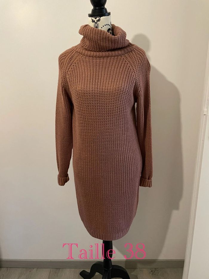 Robe pull grosse maille col roulé manches longues neuf taille 38