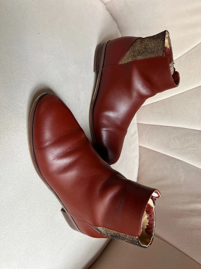 Bottines en cuir cognac taille 36 - Mellow Yellow - photo numéro 5