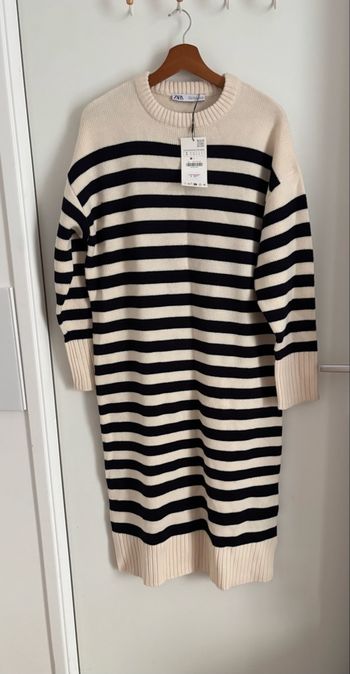 Robe épaisse longue Zara crème/noire S(oversize)
