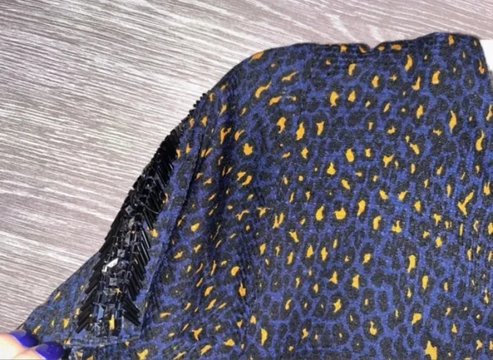Robe kaporal tbe 40 Bleu marine / moutarde motifs léopard - photo numéro 5