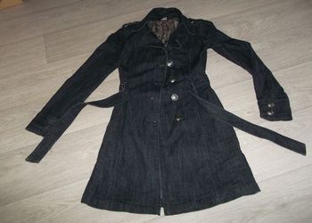 Manteau JUSTOR jean bleu foncé boutons argentés taille S NEUF