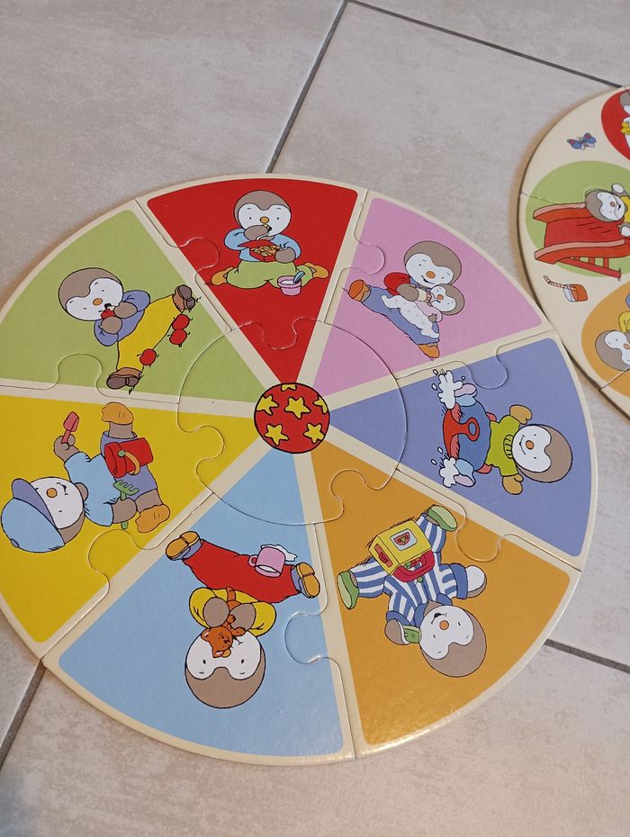 2 puzzles a assembler T'choupi ma journée a assembler - photo numéro 3