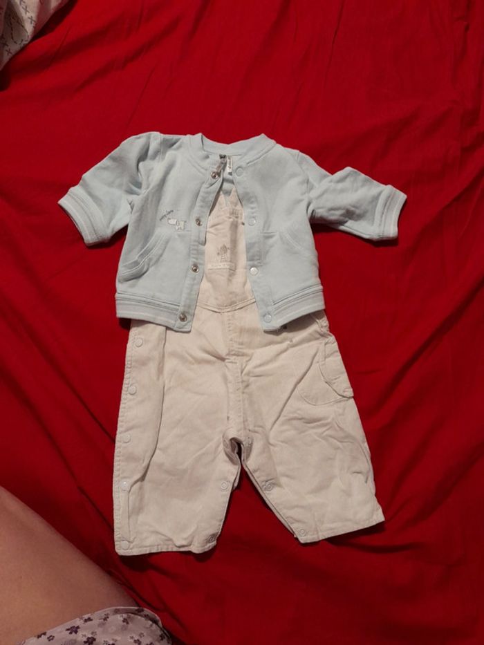 Ensemble salopette et gilet taille 3 mois - photo numéro 1