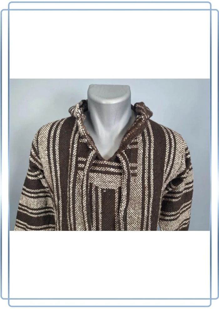 sweat a capuche / Hoodie/baja/poncho mexicain - taille S - homme - bicolore / fait main (286) - photo numéro 2