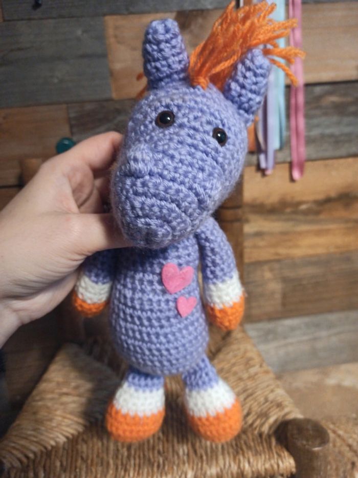 Peluche cheval laine fait main tricot tbe - photo numéro 6
