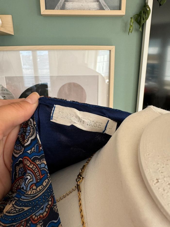 Très jolie robe manches longues bleu marron multicouleurs taille L - photo numéro 2