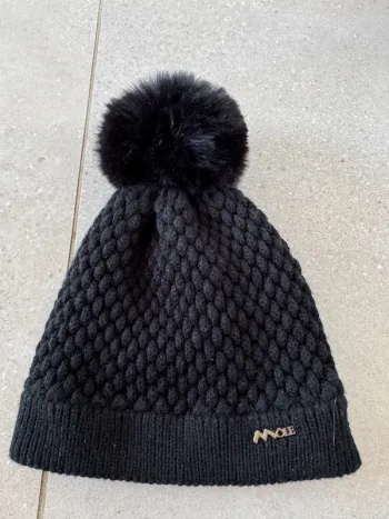 Bonnet noir à pompon Môle, taille unique, très bon état