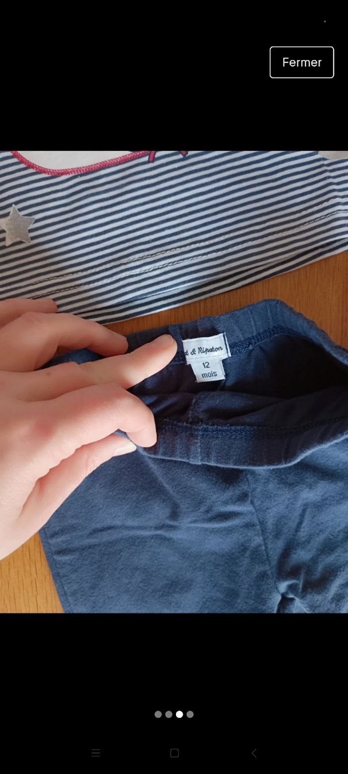 Lot 1 legging Pat et Ripaton en très bon état et t-shirt manches longues Neuf avec étiquette taille 1 an. - photo numéro 3