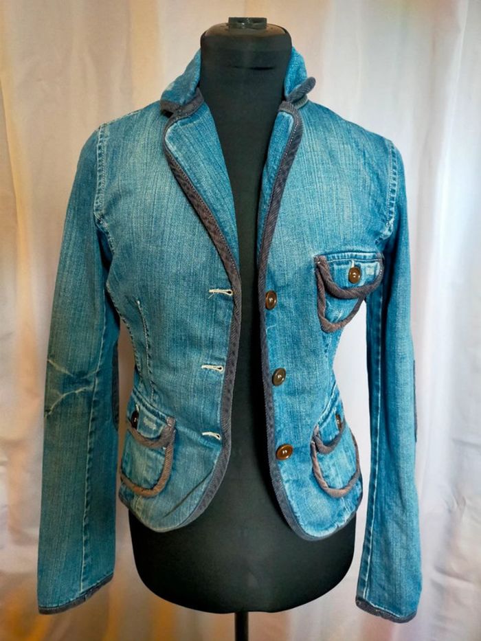 Veste en jean vintage Benetton – Femme – Taille S/M
