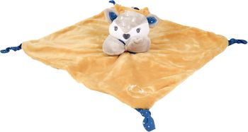 Doudou carré et hochet biche moutarde – Dodo d’Amour
