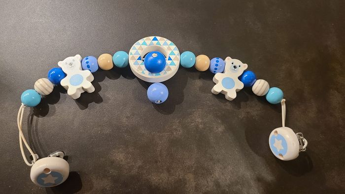 Chaîne de poussette en bois Ourson polaire Heimess® - Accessoire Bébé Bio - photo numéro 3