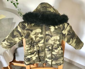 Parka chaude fourrure camo