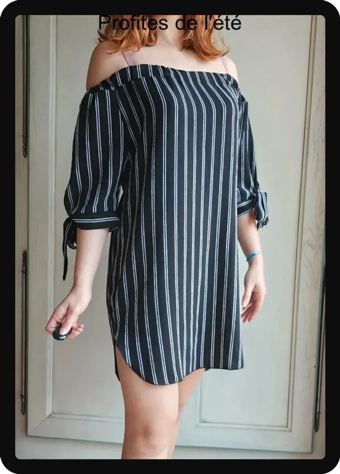 Robe tunique noire rayée - photo numéro 3