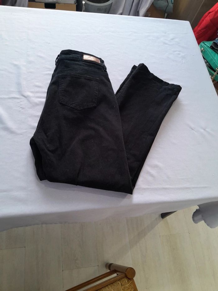 Pantalon droit scottage effet cuir de veau en coton taille 44