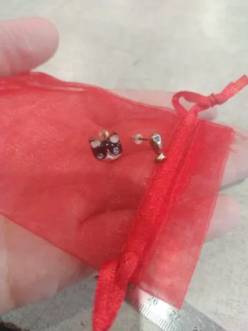 Boucle d'oreille chat et poisson