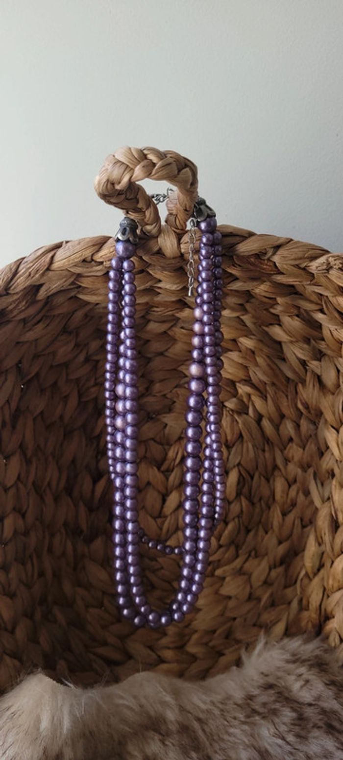 Joli collier en perles violet - photo numéro 2