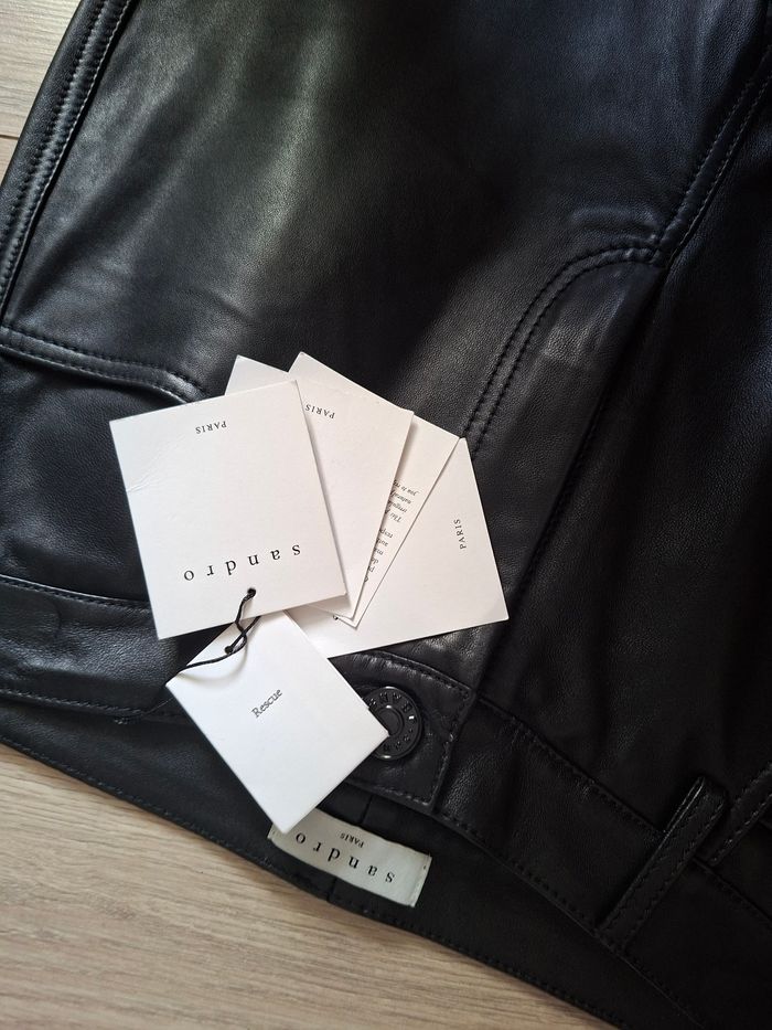 Pantalon cuir Agneau SANDRO noir neuf 36 plus 34 - photo numéro 4