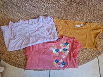 Lot de 3 tee-shirt fille sergent major et mango 7 ans