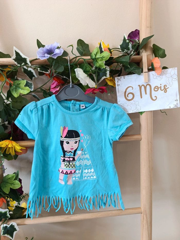 T-shirt manche courte avec frange 6mois - photo numéro 2