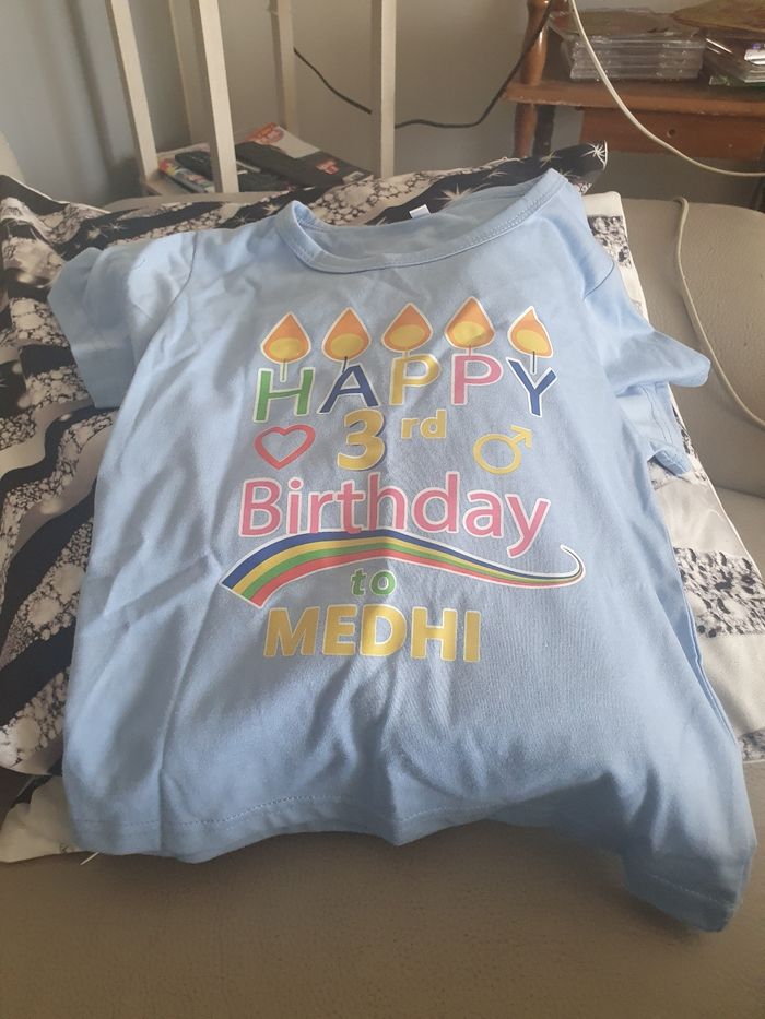 Tee shirt anniversaire 3 ans Medhi