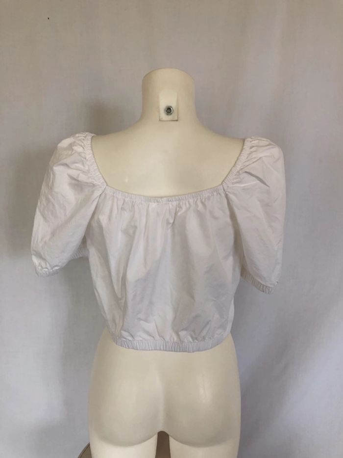 Haut manches courtes crop blanc H&M taille 42 très bon état - photo numéro 3