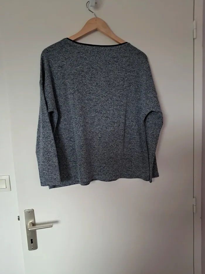 Pull mi saison bleu chiné - photo numéro 2