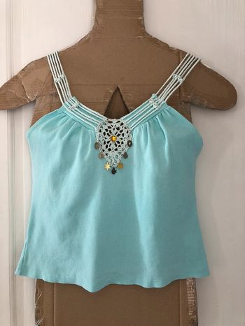 BB-Top à bretelles fantaisie (crochet, perles et breloques) T 38/40