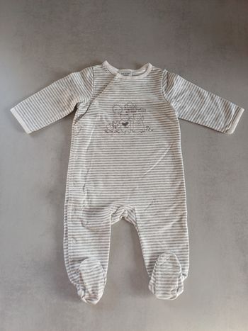 Dors bien / pyjama / grenouillère en coton, TAO, 6 mois, mixte, très bon état, imprimé animaux, ouverture sur le devant