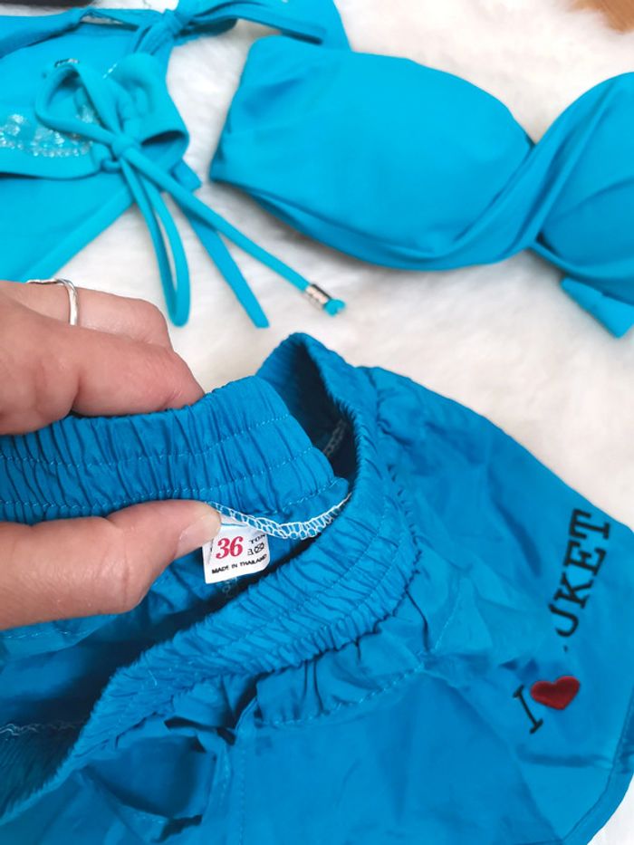 Lot d'ensemble de maillots de bain / Bikini couleur Azur - photo numéro 4