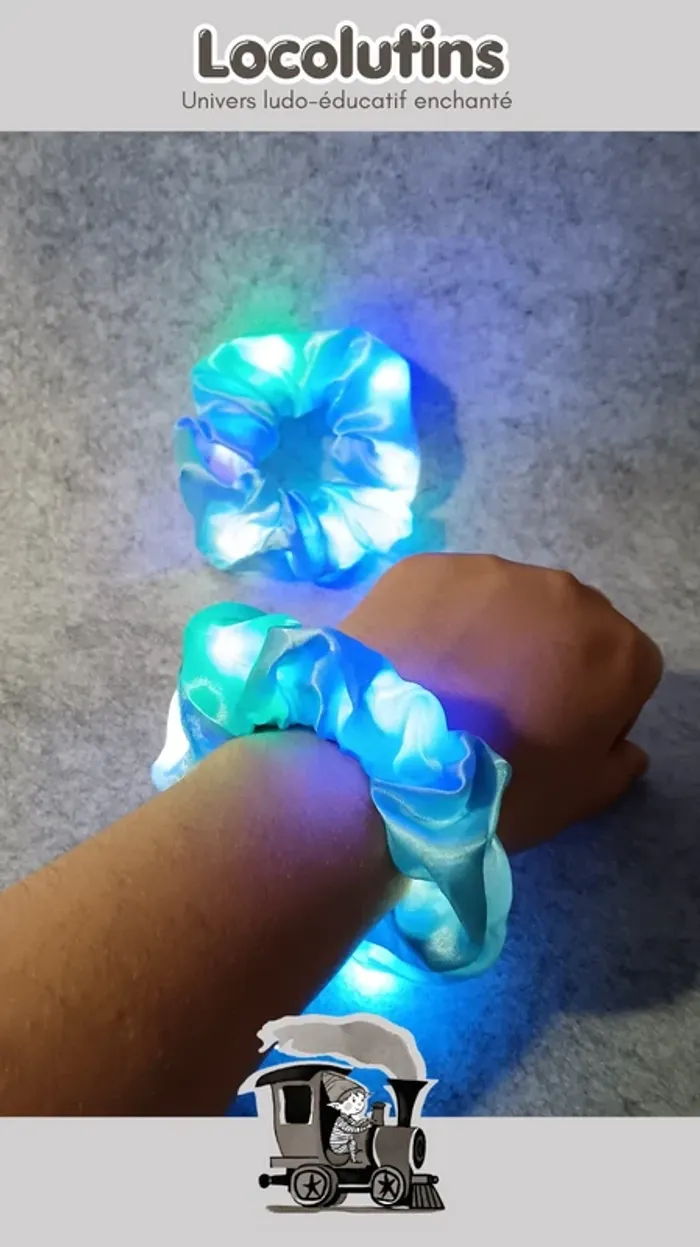 🚂 Lot de 2 élastiques LED ▪ bleu - photo numéro 2