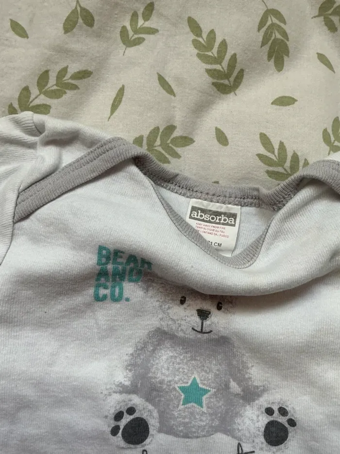 body manches courtes blanc et gris 9 mois absorba - photo numéro 6