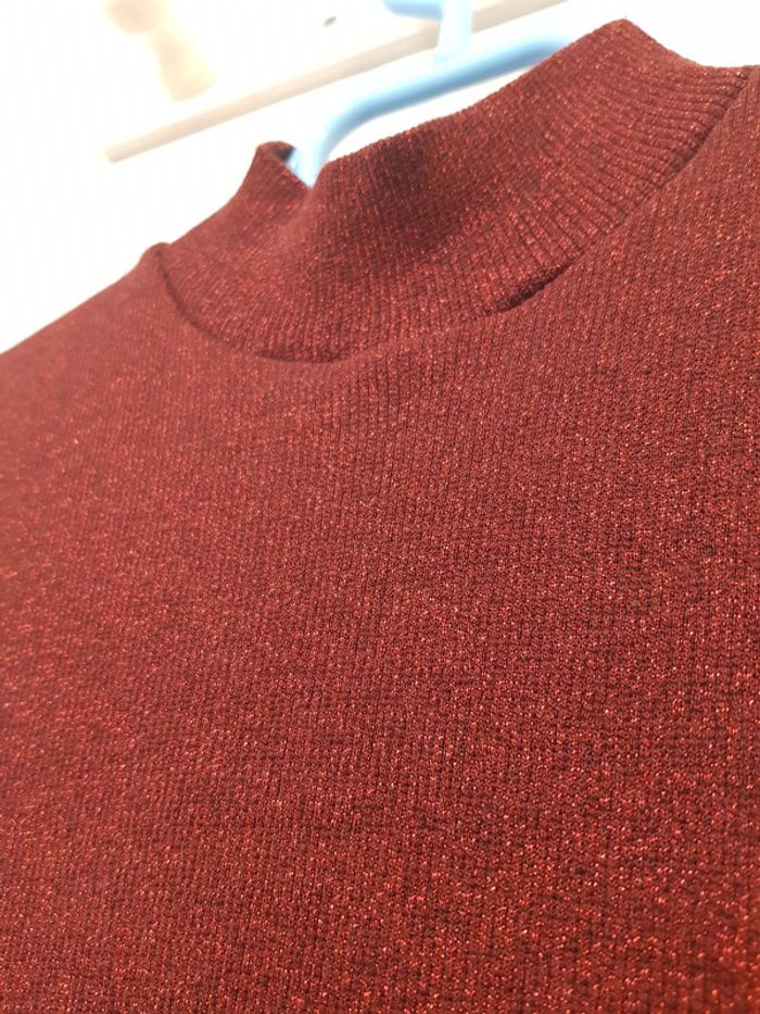 T-shirt sans manches / débardeur rouge à paillettes - photo numéro 4