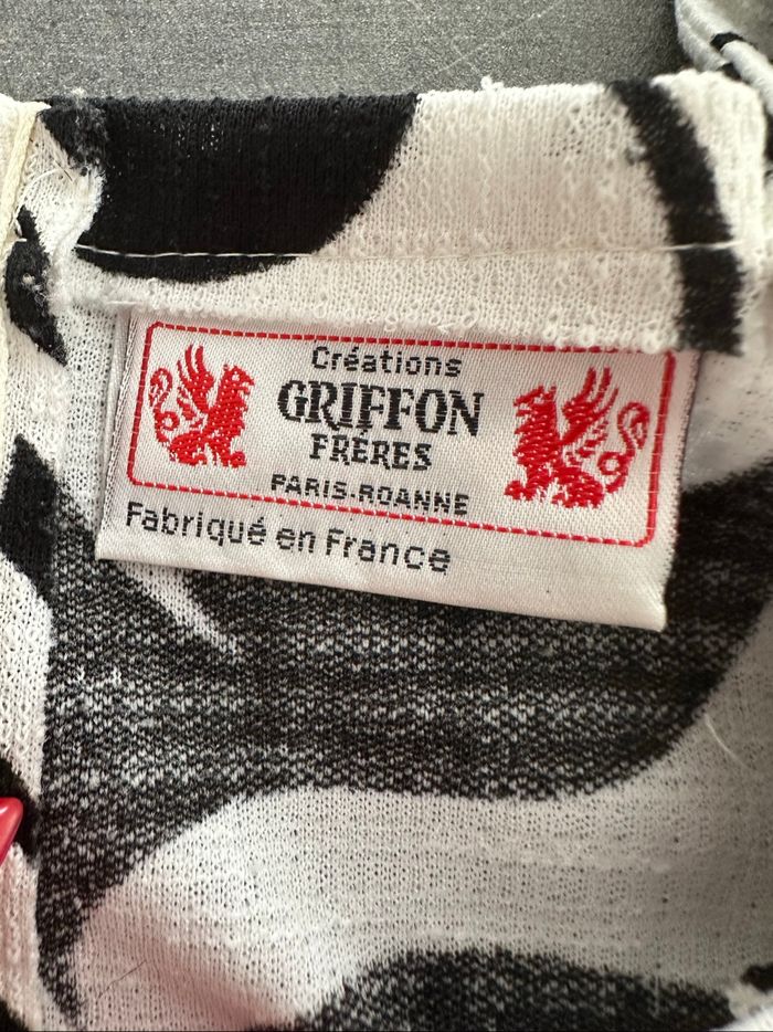 Robe bariolée noire et blanche Griffon Frères Vintage T40 L - photo numéro 8