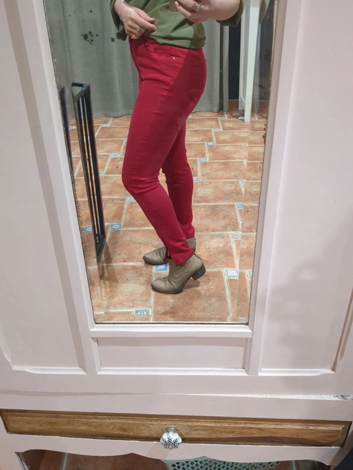 Pantalon skinny rouge vila 40 - photo numéro 2