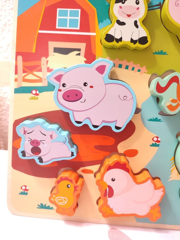Puzzle en bois - Theme animaux de la ferme - Comme neuf - Kidway - photo numéro 4