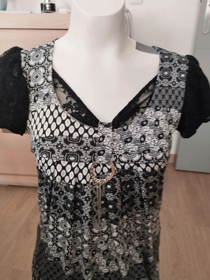 Tunique longue noire et blanche taille 42 44 jida - photo numéro 2