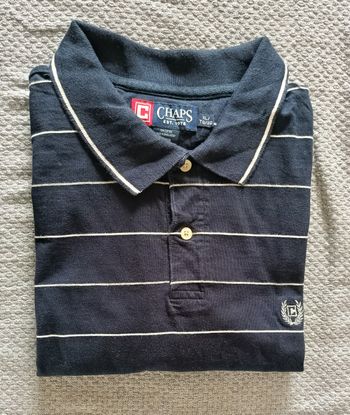Polo bleu marine à rayures Chaps XL