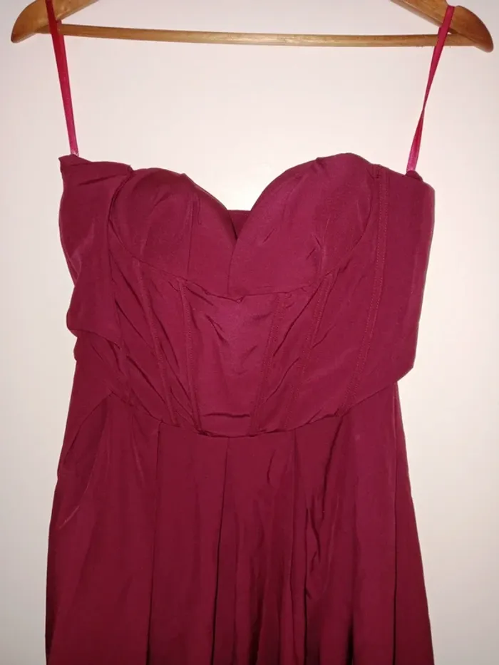 Robe longue couleurs bordeaux Bustier avec armature - photo numéro 5