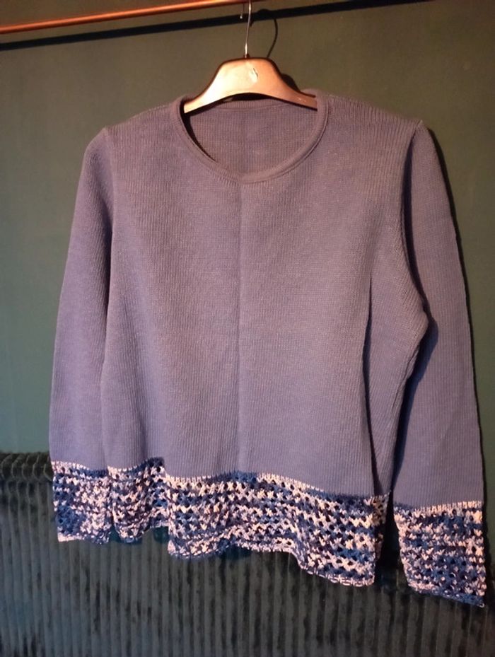 Pull maille bleu - photo numéro 5