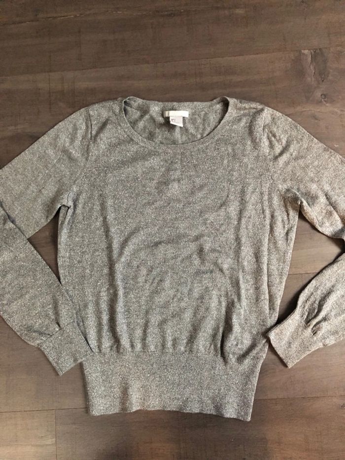 Petit pull pailleté gris argenté H&M taille S