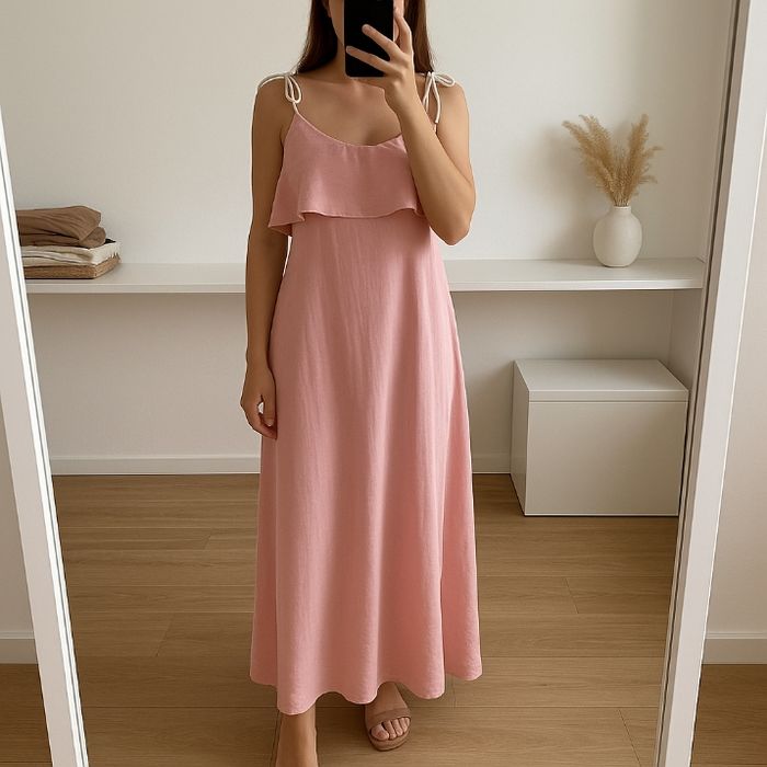 Jolie robe longue rose taille 36/42