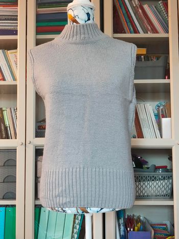 Pull sans manches Lacoste gris, col roulé, maille douce, taille 42, idéal pour la mi-saison