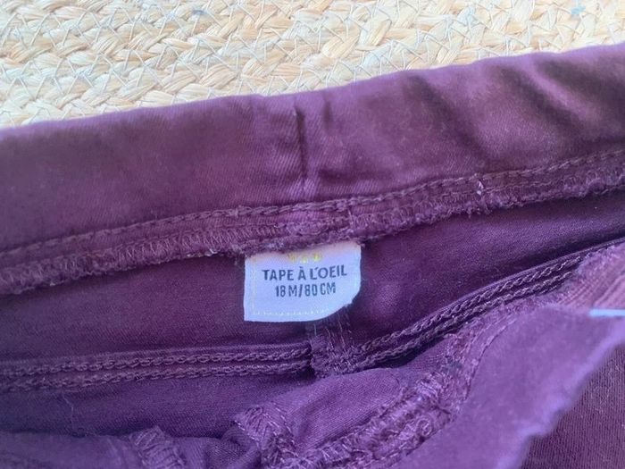 Pantalon jeans slim violet grenat TAO tape à l’œil 18 mois - photo numéro 5