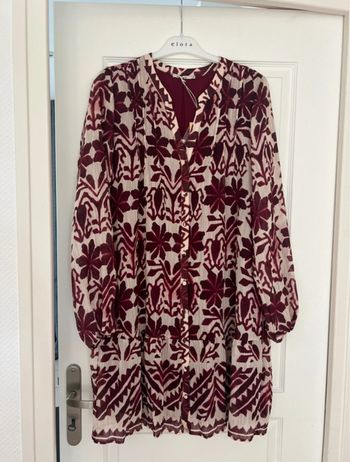 Robe écru et bordeaux T40 Elora