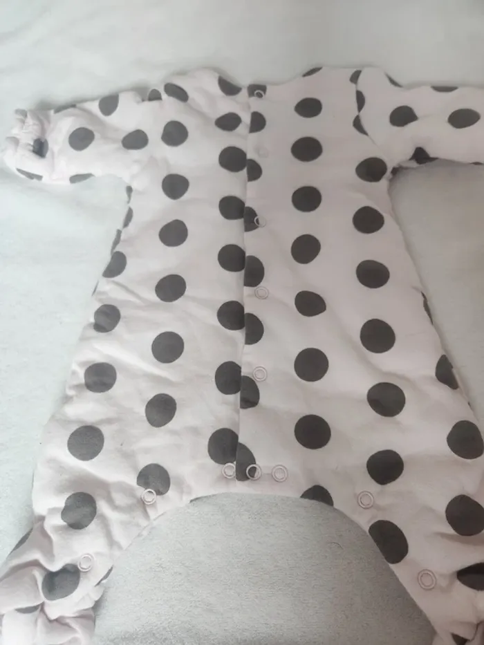Adorable pyjama chaud bébé naissance Absorba rose clair à pois - photo numéro 4