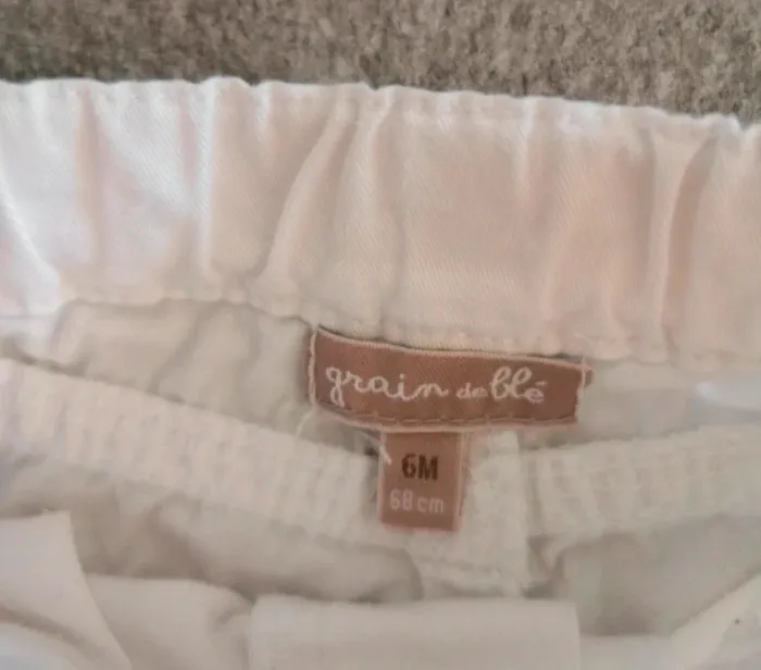 Pantalon blanc fin chic bébé garçon 6 mois NEUF - photo numéro 2