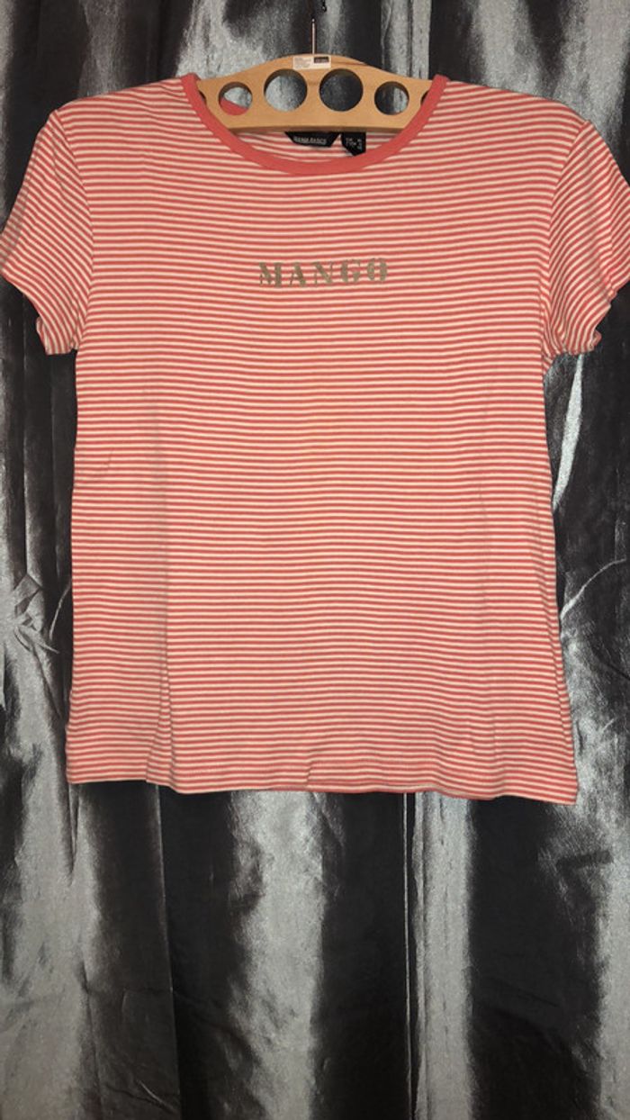 Tee-shirt Mango corail et doré