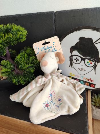 Doudou souris trèfle petale crème beige rayé malice Et bulle cp international